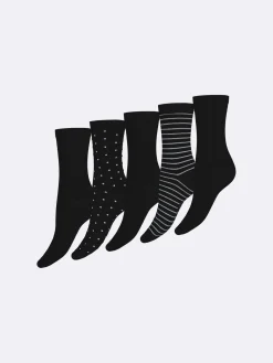 Katso Valikoima|Katso Sukat-Nanso COTTON BASIC nilkkasukat, 5 paria - mustavalkoinen Black