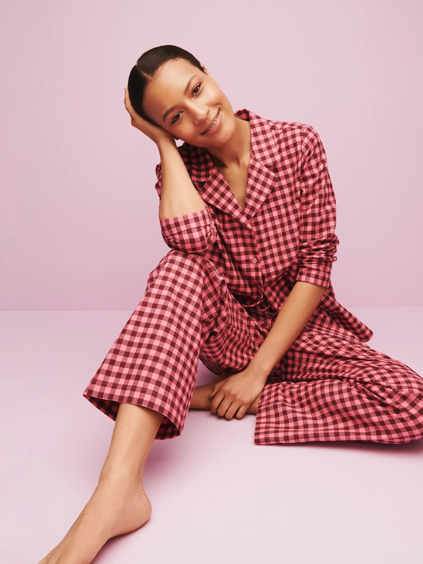 Yöasut Ja Oloasut-Nanso FLANELLI pyjamapaita - pinkki-burgundi Pinkki-burgundy ruudullinen