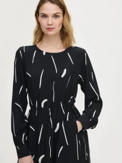 Mekot-Nanso SIVELLIN midi kangasmekko - Mustavalkoinen