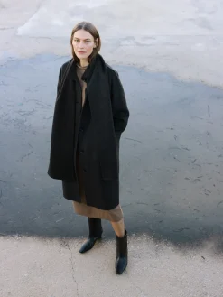 Takit, Jakut Ja Liivit-Nanso ELLE pitkä villakangastakki - Tummanharmaa