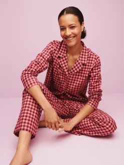 Yöasut Ja Oloasut-Nanso FLANELLI pyjamapaita - pinkki-burgundi Pinkki-burgundy ruudullinen