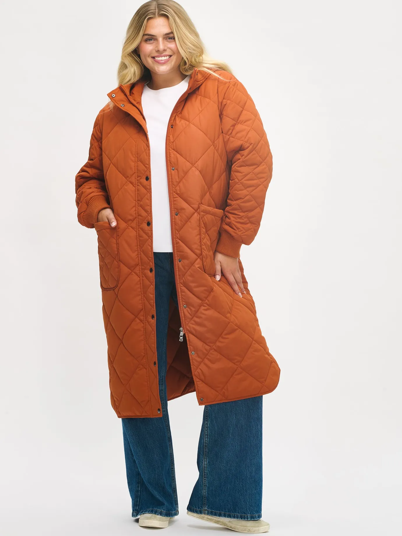 Takit, Jakut Ja Liivit-Nanso MAXI HOOD tikkitakki - Oranssin ruskea