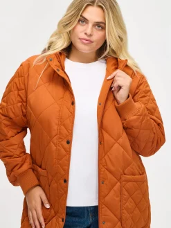 Takit, Jakut Ja Liivit-Nanso MAXI HOOD tikkitakki - Oranssin ruskea