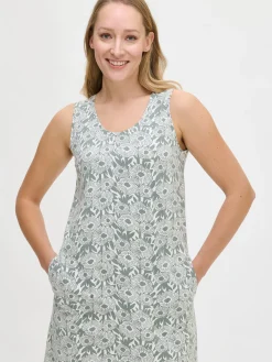 Mekot-Nanso SAMETTIKUKAT hihaton mekko - Vihreä